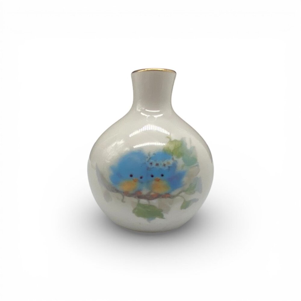 Porcelain Blue Bird Small Bud Vase